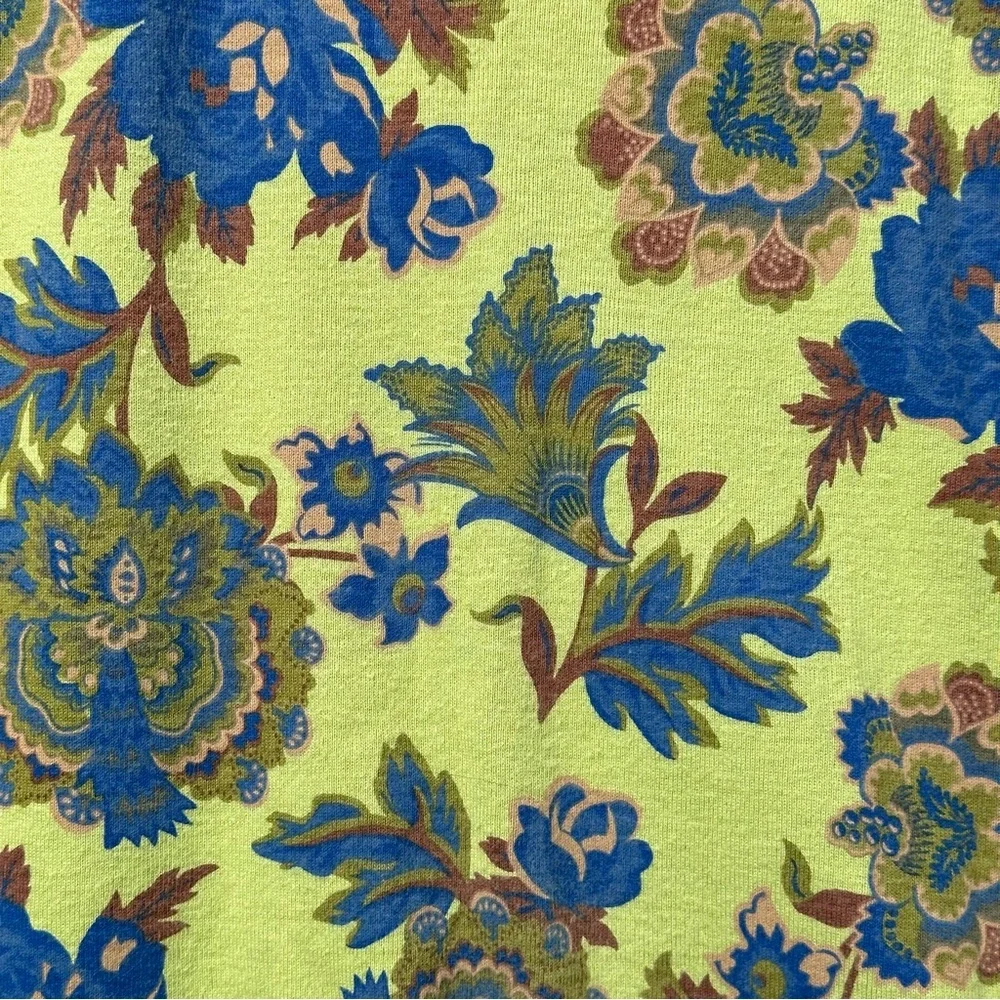 First Issue Size XL Chartreuse Bohemian Print Top Sequin Trim 3/4 Sleeve Y2K - Picture 5 of 9